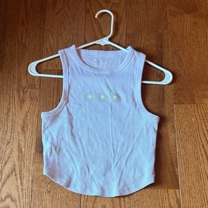Aerie White Crop Top with Daisy Embroidery